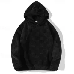 Men's Fleece Hoodie Sherpa Fleece Hoodie Black White Gray Hooded Plain Pocket Sports & Outdoor Daily Holiday Polyester Streetwear Cool Casual Winter Spring & Fall Clothing Apparel Hoodies