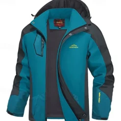 Men's Fleece Jacket Rain Jacket Raincoat Outdoor Waterproof Windproof Hiking Outfits Hiking Clothes Winter Autumn / Fall Windbreaker Patchwork Black Army Green Red