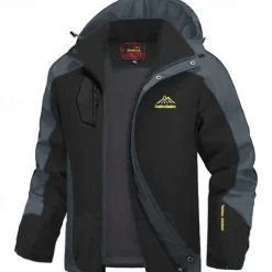 Men's Fleece Jacket Rain Jacket Raincoat Outdoor Waterproof Windproof Hiking Outfits Hiking Clothes Winter Autumn / Fall Windbreaker Patchwork Black Army Green Red