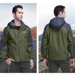 Men's Fleece Jacket Rain Jacket Raincoat Outdoor Waterproof Windproof Hiking Outfits Hiking Clothes Winter Autumn / Fall Windbreaker Patchwork Black Army Green Red