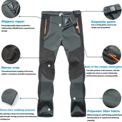 Men's Fleece Lined Pants Waterproof Hiking Pants Trousers Softshell Pants Winter Outdoor Thermal Warm Windproof Fleece Lining Pants / Trousers Bottoms Army Green Gray Black Hunting Fishing Climbing