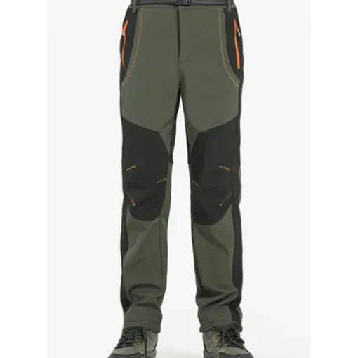 Men's Fleece Lined Pants Waterproof Hiking Pants Trousers Softshell Pants Winter Outdoor Thermal Warm Windproof Fleece Lining Pants / Trousers Bottoms Army Green Gray Black Hunting Fishing Climbing