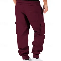 Men's Fleece Pants Sweatpants Joggers Trousers Cargo Sweatpants Pocket Drawstring Elastic Waist Plain Comfort Warm Sports Outdoor Daily Fashion Casual Black White Micro-elastic