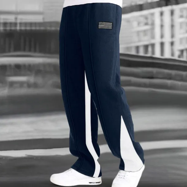 Men's Fleece Pants Sweatpants Trousers Straight Leg Sweatpants Flared Sweatpants Pocket Drawstring Elastic Waist Color Block Comfort Breathable Outdoor Daily Going out Fashion Casual Black-White Black