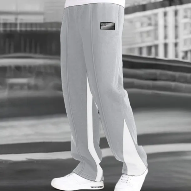 Men's Fleece Pants Sweatpants Trousers Straight Leg Sweatpants Flared Sweatpants Pocket Drawstring Elastic Waist Color Block Comfort Breathable Outdoor Daily Going out Fashion Casual Black-White Black