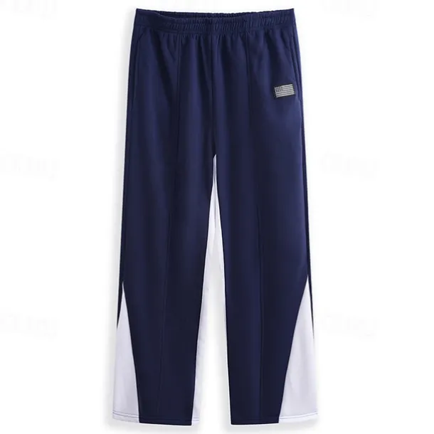 Men's Fleece Pants Sweatpants Trousers Straight Leg Sweatpants Flared Sweatpants Pocket Drawstring Elastic Waist Color Block Comfort Breathable Outdoor Daily Going out Fashion Casual Black-White Black