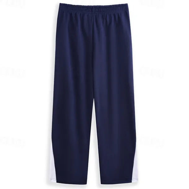 Men's Fleece Pants Sweatpants Trousers Straight Leg Sweatpants Flared Sweatpants Pocket Drawstring Elastic Waist Color Block Comfort Breathable Outdoor Daily Going out Fashion Casual Black-White Black