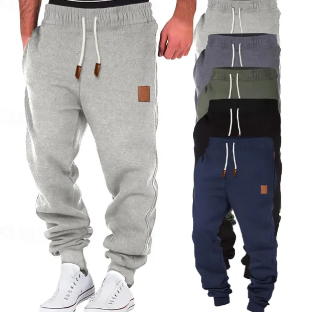 Men's Fleece Pants Sweatpants Joggers Trousers Drawstring Plain Comfort Breathable Outdoor Daily Going out Fashion Casual Black Green