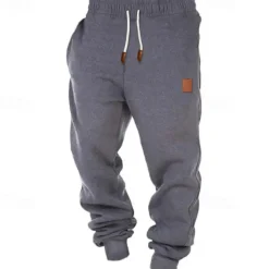 Men's Fleece Pants Sweatpants Joggers Trousers Drawstring Plain Comfort Breathable Outdoor Daily Going out Fashion Casual Black Green