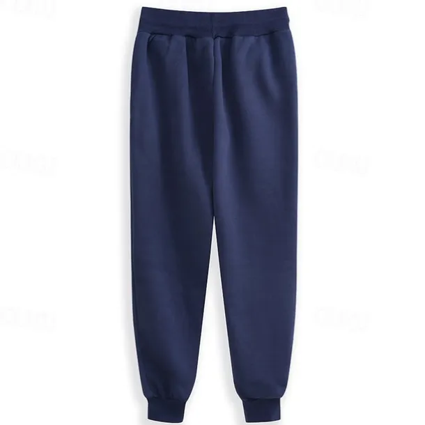 Men's Fleece Pants Sweatpants Joggers Workout Pants Track Pants Pocket Elastic Waist Solid Color Lightweight Casual Daily Trousers Athletic Blackine White