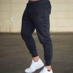 Men's Fleece Pants Sweatpants Joggers Workout Pants Track Pants Pocket Elastic Waist Solid Color Lightweight Casual Daily Trousers Athletic Blackine White