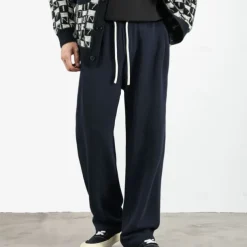 Men's Fleece-lined Athletic Pants Active Pants Active Joggers Full Length Outdoor Vacation Home Sports Fashion Navy Blue Beige Micro-elastic