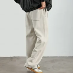 Men's Fleece-lined Athletic Pants Active Pants Active Joggers Full Length Outdoor Vacation Home Sports Fashion Navy Blue Beige Micro-elastic