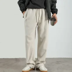 Men's Fleece-lined Athletic Pants Active Pants Active Joggers Full Length Outdoor Vacation Home Sports Fashion Navy Blue Beige Micro-elastic