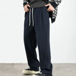 Men's Fleece-lined Athletic Pants Active Pants Active Joggers Full Length Outdoor Vacation Home Sports Fashion Navy Blue Beige Micro-elastic