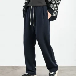 Men's Fleece-lined Athletic Pants Active Pants Active Joggers Full Length Outdoor Vacation Home Sports Fashion Navy Blue Beige Micro-elastic