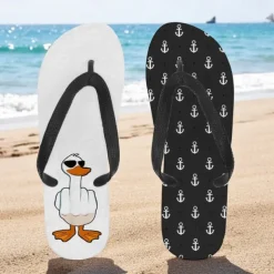 Men's Flip-flop Sandals with Goose Design and Rope Pattern – Laid-back Beach Style for Men during Beach Outings and Summer Activities