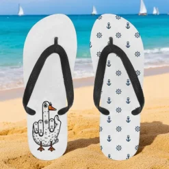 Men's Flip-flop Sandals with Goose Design and Rope Pattern – Laid-back Beach Style for Men during Beach Outings and Summer Activities