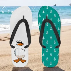 Men's Flip-flop Sandals with Goose Design and Rope Pattern – Laid-back Beach Style for Men during Beach Outings and Summer Activities