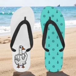 Men's Flip-flop Sandals with Goose Design and Rope Pattern – Laid-back Beach Style for Men during Beach Outings and Summer Activities