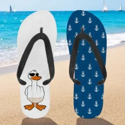 Men's Flip-flop Sandals with Goose Design and Rope Pattern – Laid-back Beach Style for Men during Beach Outings and Summer Activities