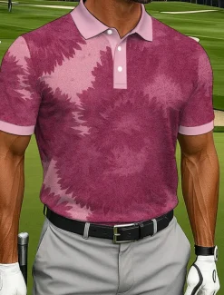 Men's Floral Golf Polo Sports Polo Shirts Short Sleeve Polo Shirts Collared Shirts Casual Athleisure Daily Wear Buttons Summer Red Blue Green