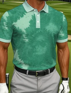 Men's Floral Golf Polo Sports Polo Shirts Short Sleeve Polo Shirts Collared Shirts Casual Athleisure Daily Wear Buttons Summer Red Blue Green