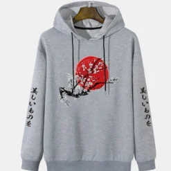 Men's Floral Graphic Prints Hoodie Hoodies Sweatshirt Streetwear Basic Long Sleeve Hooded Sports & Outdoor Daily Sports White Gray Spring & Fall Designer