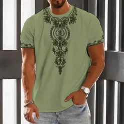 Men's Floral Graphic T Shirt Short Sleeve T shirt 3D Print Crew Neck Shirt Fashion Designer Ethnic Outdoor Daily Sports White Blue Brown Spring & Summer Clothing Apparel S M L XL 2XL 3XL