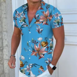 Men's Floral Hawaiian Aloha Shirt Summer Hawaiian Shirt Button Up Shirt Short Sleeve Fashion Designer Casual Outdoor Casual Daily Spring & Summer Turndown Button-Down Light Yellow Light Pink Black