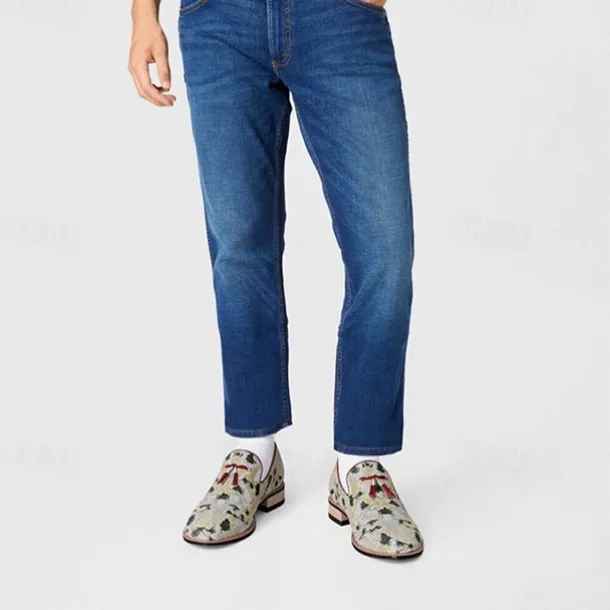 Men's Floral Jacquard Slip-On Loafers with Tassel Detail - Premium Embroidered Shoes for Semi-Formal and Casual Outings