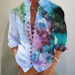 Men's Floral Shirt Button Up Shirt Long Sleeve Fashion Designer Casual Vacation Daily Going out Fall Autumn / Fall Spring & Summer Stand Collar Print White+Red Black White Yellow Pink