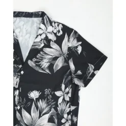 Men's Floral Shirt Camp Collar Shirt Short Sleeve Fashion Designer Casual Outdoor Casual Daily Spring & Summer Turndown Button-Down Black White Yellow Blue Purple