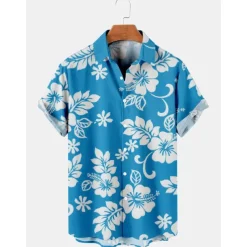 Men's Floral Tropical Flowers Shirt Summer Hawaiian Shirt Aloha Shirt Short Sleeves Shirt Turndown Tropical Fashion Hawaiian Street Casual Hawaiian Red Blue Purple 3D Print S M L