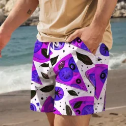 Men's Food Graphic Prints Pizza Swim Trunks Swim Shorts Board Shorts Mid Waist Vacation Hawaiian Holiday Vacation Holiday Beach Drawstring with Mesh lining Elastic Waist Designer Clothing Apparel
