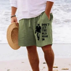 Men's Four Leaf Clover Shorts Summer Shorts Beach Shorts Mid Waist Hawaiian Casual Holiday St. Patrick's Day Drawstring Elastic Waist Print Designer Clothing Apparel