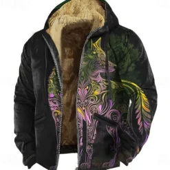 Men's Fox 3D Fleece Hoodie Sweatshirt Viking Vintage Retro Long Sleeve Crew Neck Outdoor Streetwear Yellow Red Drawstring Fall Winter Designer