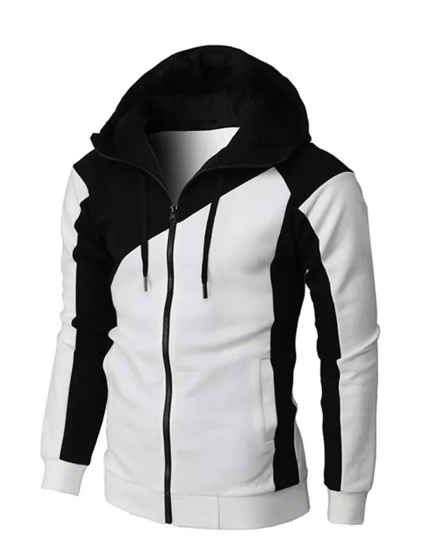 Men's Full Zip Hoodie Sweat Jacket Jacket Black White Wine Red Blue Hooded Graphic Color Block Zipper Casual Cool Casual Big and Tall Winter Spring & Fall Clothing Apparel Hoodies Sweatshirts Long