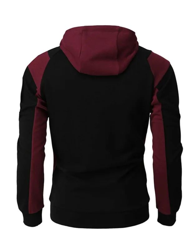 Men's Full Zip Hoodie Sweat Jacket Jacket Black White Wine Red Blue Hooded Graphic Color Block Zipper Casual Cool Casual Big and Tall Winter Spring & Fall Clothing Apparel Hoodies Sweatshirts Long