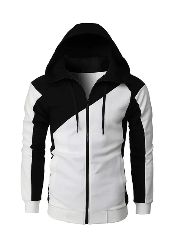 Men's Full Zip Hoodie Sweat Jacket Jacket Black White Wine Red Blue Hooded Graphic Color Block Zipper Casual Cool Casual Big and Tall Winter Spring & Fall Clothing Apparel Hoodies Sweatshirts Long