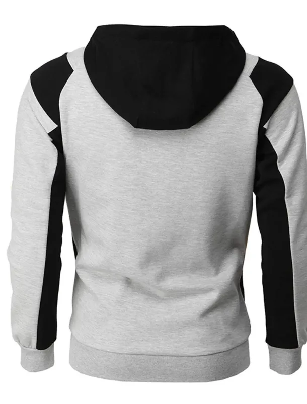 Men's Full Zip Hoodie Sweat Jacket Jacket Black White Wine Red Blue Hooded Graphic Color Block Zipper Casual Cool Casual Big and Tall Winter Spring & Fall Clothing Apparel Hoodies Sweatshirts Long
