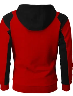 Men's Full Zip Hoodie Sweat Jacket Jacket Black White Wine Red Blue Hooded Graphic Color Block Zipper Casual Cool Casual Big and Tall Winter Spring & Fall Clothing Apparel Hoodies Sweatshirts Long