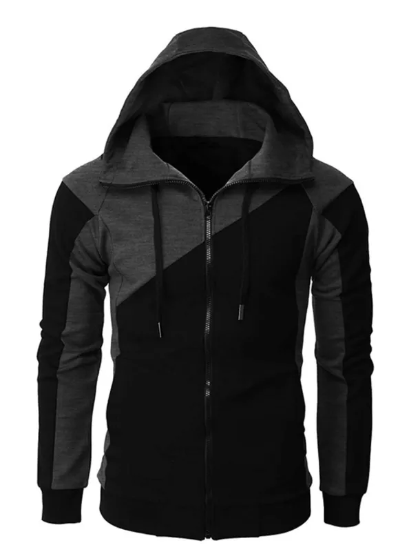 Men's Full Zip Hoodie Sweat Jacket Jacket Black White Wine Red Blue Hooded Graphic Color Block Zipper Casual Cool Casual Big and Tall Winter Spring & Fall Clothing Apparel Hoodies Sweatshirts Long