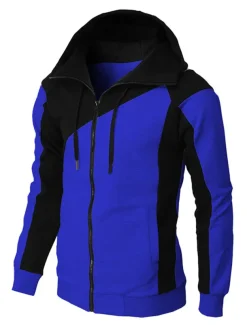 Men's Full Zip Hoodie Sweat Jacket Jacket Black White Wine Red Blue Hooded Graphic Color Block Zipper Casual Cool Casual Big and Tall Winter Spring & Fall Clothing Apparel Hoodies Sweatshirts Long