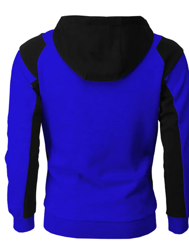 Men's Full Zip Hoodie Sweat Jacket Jacket Black White Wine Red Blue Hooded Graphic Color Block Zipper Casual Cool Casual Big and Tall Winter Spring & Fall Clothing Apparel Hoodies Sweatshirts Long