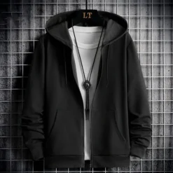 Men's Full Zip Hoodie Zip Up Hoodie Black Red Gray Hooded Plain Zip Up Patchwork Sports & Outdoor Daily Holiday Polyester Streetwear Basic Casual Spring & Fall Clothing Apparel Hoodies Sweatshirts