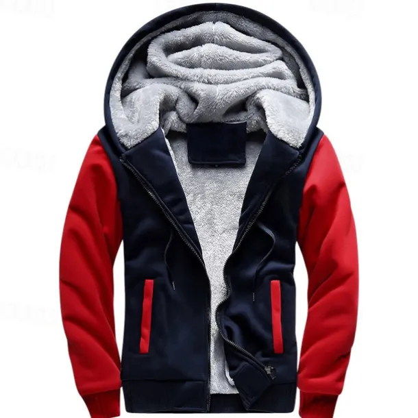 Men's Full Zip Hoodie Zip Up Hoodie Fleece Jacket Black Blue Light Grey Dark Gray Hooded Color Block Zip Up Patchwork Pocket Sports & Outdoor Daily Holiday Polyester Streetwear Basic Casual Fall