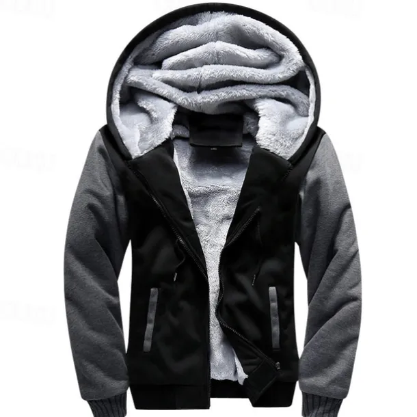 Men's Full Zip Hoodie Zip Up Hoodie Fleece Jacket Black Blue Light Grey Dark Gray Hooded Color Block Zip Up Patchwork Pocket Sports & Outdoor Daily Holiday Polyester Streetwear Basic Casual Fall