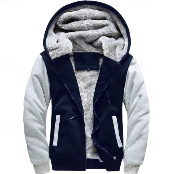 Men's Full Zip Hoodie Zip Up Hoodie Fleece Jacket Black Blue Light Grey Dark Gray Hooded Color Block Zip Up Patchwork Pocket Sports & Outdoor Daily Holiday Polyester Streetwear Basic Casual Fall