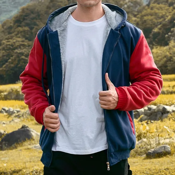 Men's Full Zip Hoodie Zip Up Hoodie Fleece Jacket Black Blue Light Grey Dark Gray Hooded Color Block Zip Up Patchwork Pocket Sports & Outdoor Daily Holiday Polyester Streetwear Basic Casual Fall